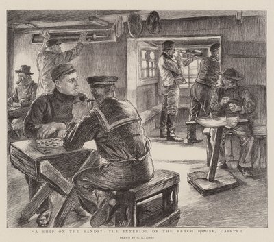 砂浜の船、ビーチハウスの内部、Caister 作： George Kingston Jones