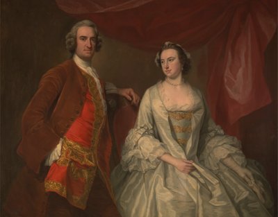 ハンプシャー州ウィッカムのリトル パーク ハウスに住む行方不明の家族の男性と女性 作： George Knapton