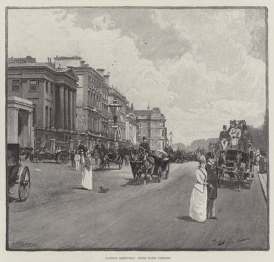 ロンドンスケッチ、ハイドパークコーナー 作： George L. Seymour