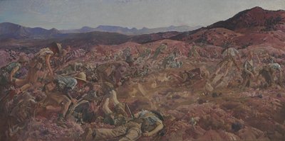 1915 年 8 月 7 日、ネックでの第 3 軽騎兵旅団の突撃 作： George Lambert