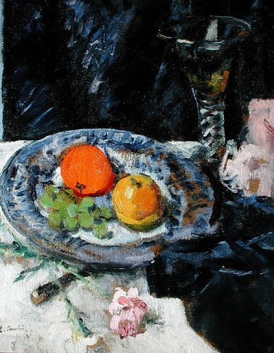 果物のある静物画（油彩・キャンバス） 作： George Leslie Hunter