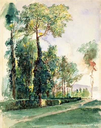 カッシーネ、フィレンツェ、1845（紙にトイレ） 作： George Loring Brown