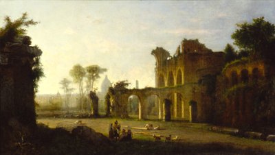 フォロ ロマーノの平和神殿の眺め、1864 年。 作： George Loring Brown