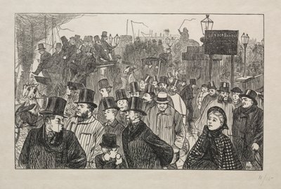 ロンドン橋の生ける流れ-橋の上、1863年。 作： George Louis Palmella Busson Du Maurier