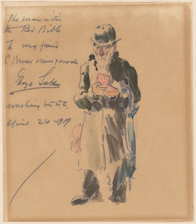 赤い聖書を持つ男 作： George Luks