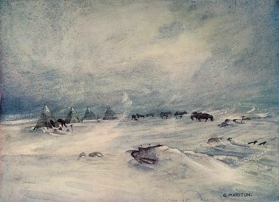 バリア上のブリザード、c1908、1909。 作： George Marston