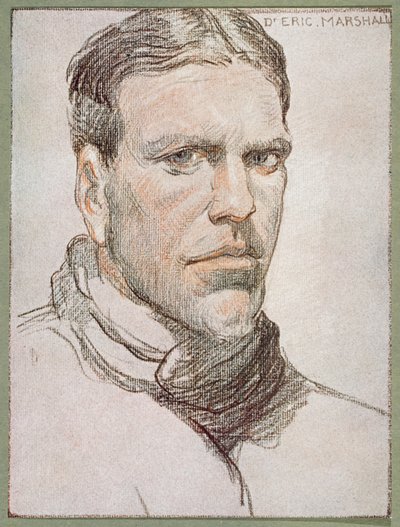アーネストシャクルトン卿（1874-1922）c.1909による「南極の心臓」からのエリックマーシャル博士（1879-1963）の肖像 作： George Marston