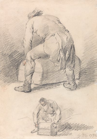 Mies nostamassa tavaratilaa, kaksi tutkimusta yhdellä arkilla 作： George Morland