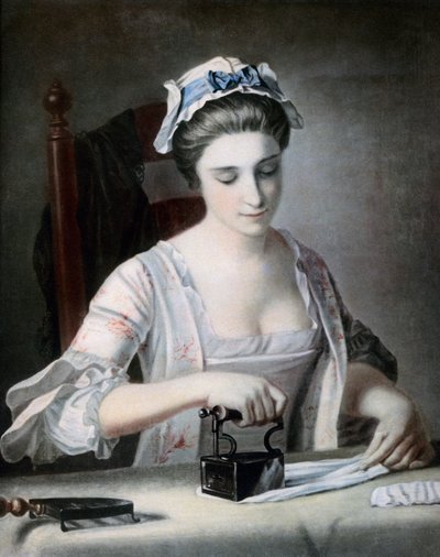 18世紀のアイロンがけメイド。 作： George Morland