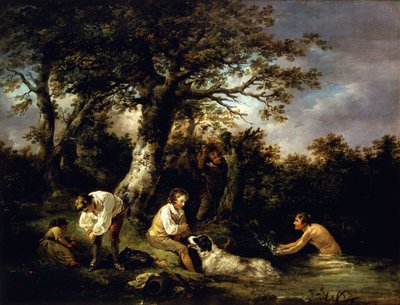 入浴する男の子、 作： George Morland