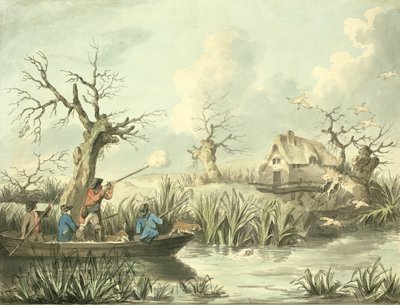 トマス・ローランドソン（1756-1827）によってエッチングされたダックシューティング、パブ。 J.ハリス、1789年（カラーエッチング）（125725-27も参照） 作： George Morland