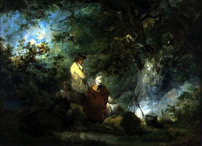 焚き火をするジプシーたち 作： George Morland