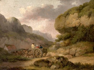 馬、カート、フィギュアのある風景 作： George Morland