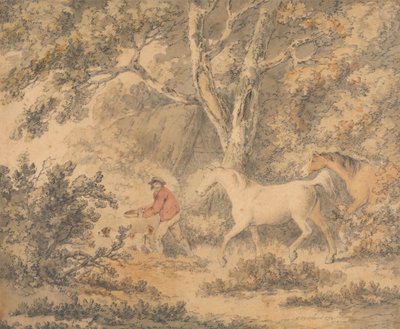 馬、農夫、犬のいる風景 作： George Morland