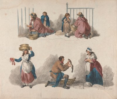 5 個セット: 行商人の 5 つの研究 作： George Morland