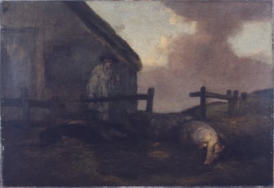 豚飼い（キャンバスに油彩） 作： George Morland