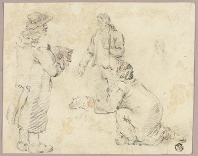 犬を連れた3人の男 作： George Morland