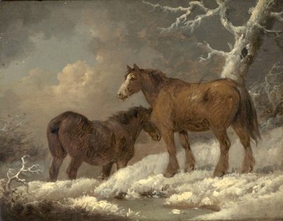 雪の中で2頭の馬 作： George Morland