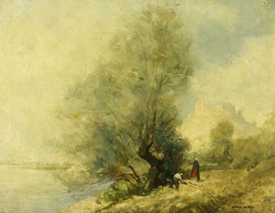 ルーアンとパリの間のレアンデレのシャトーガイヤール近くのセーヌ川 作： George Murray