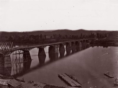 カリフォルニア州チャタヌーガでテネシー川に架かる橋。 1864年。 作： George N. Barnard