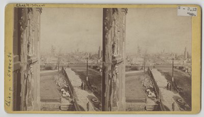 1871年のシカゴ火災後のクラークストリートの立体写真 作： George N. Barnard