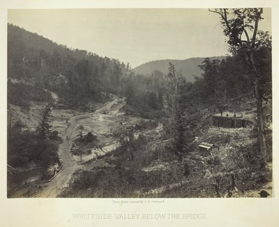 橋の下のホワイトサイド バレー、1864 年。 作： George N. Barnard
