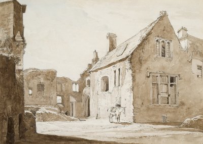 プレース・ハウス、スウォンジー（紙にセピア色ウォッシュと鉛筆） 作： George Orleans Delamotte