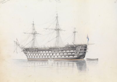 マルタ、グランドハーバーのHMS「トラファルガー 作： George Pechell Mends