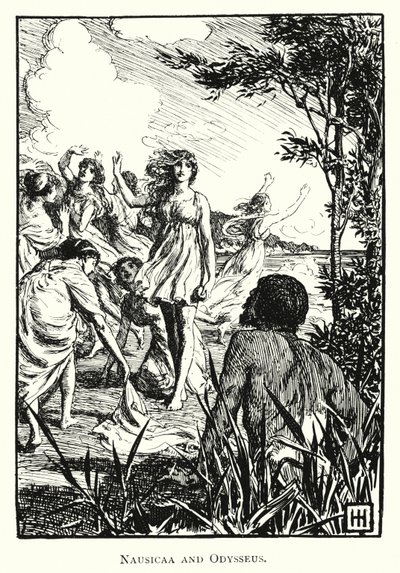 オデッセイナウシカとオデュッセウス（彫刻 作： George Percy Jacomb Hood