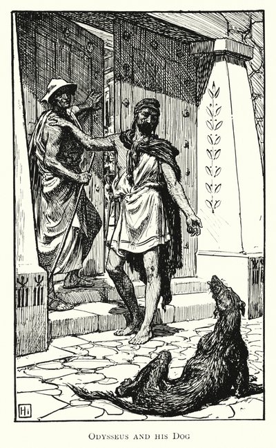 オデッセイオデュッセウスとその犬（エングレービング 作： George Percy Jacomb Hood