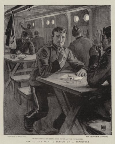戦争への出発、輸送上のスケッチ 作： George Percy Jacomb Hood