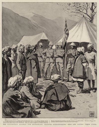 Bunerwals、先住民が武器を降伏し、罰金を支払うことに対する遠征 作： George Percy Jacomb Hood