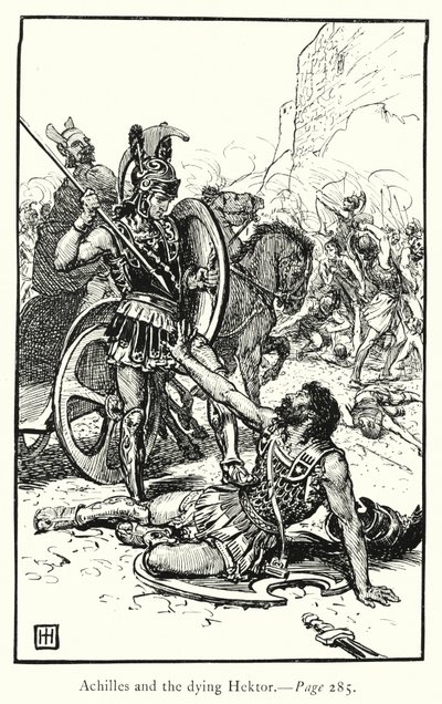 イリアス』。アキレスと瀕死のヘクトル（彫刻 作： George Percy Jacomb Hood
