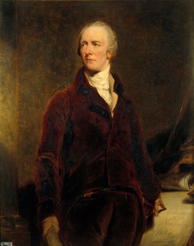 ウィリアム・ピット（1759-1806）の肖像 英国財務大臣 ジョルジュ・ヒーリー（1808-1894）の絵画 19世紀 Sun.1,27×1,02m トーマス・ローレンス卿（1796-1830）の後に描かれたもの 作： George Peter Alexander Healy