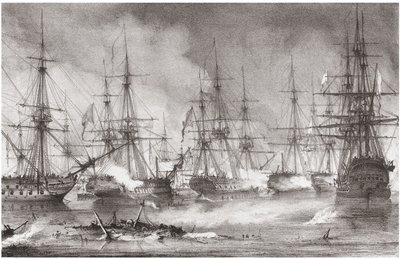 1827年10月20日、1828年のナヴァリノ海軍の戦い 作： George Philip Reinagle