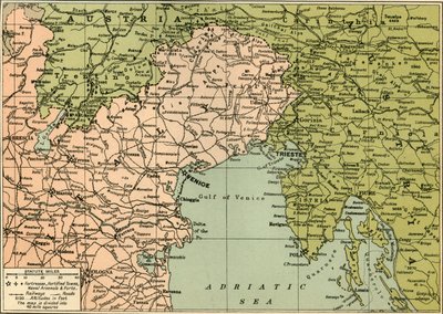 1919年のイタリア戦線の地図。 作： George Philip and Son Ltd