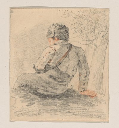 後ろから見た座っている男の子 作： George Pieter Westenberg