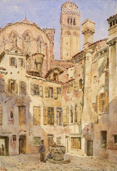 カンピエッロサンロッコからのヴェネツィアフラーリ教会、1854年 作： George Price Boyce