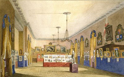 1854年、オックスフォードの旧市庁舎での展示会（オリジナルの台紙に置かれた、硬い紙に鉛筆で描いた水彩画とボディカラー） 作： George Pyne