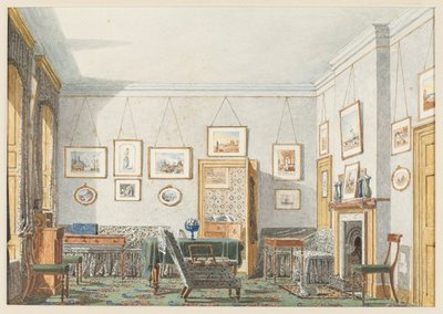 オックスフォードのジョージ・ジェームズ・ドラモンドの部屋、1853年 作： George Pyne