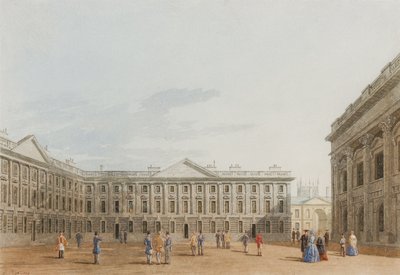 Peckwater Quad looking East、Christ Church、Oxford、1850（紙にインクとトイレ） 作： George Pyne