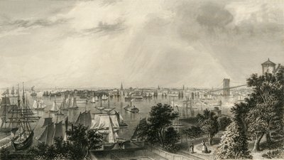 「ニューヨーク市、ブルックリン ハイツから」、1874 年。 作： George R. Hall