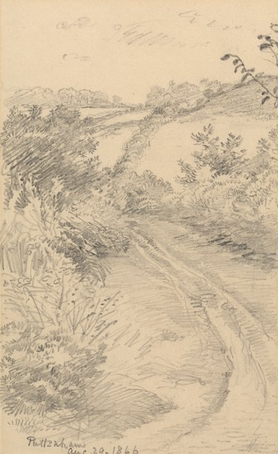 向こうに野原があるふさふさした小道 作： George Richmond
