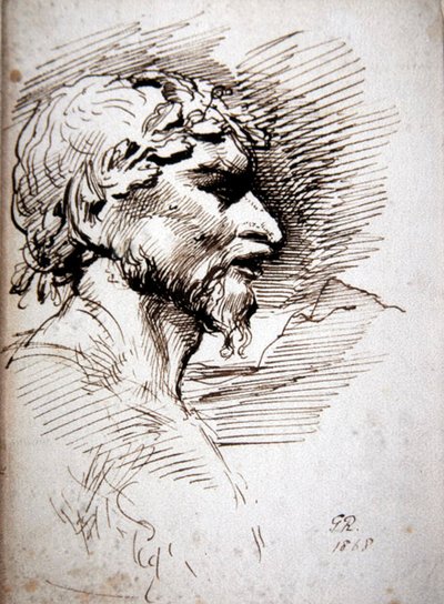 男性の頭-古代人の研究 作： George Richmond