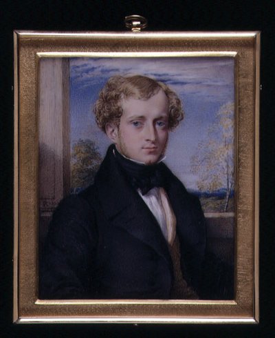 アシュビー氏と思われる無名の男性のポートレート・ミニチュア 作： George Richmond