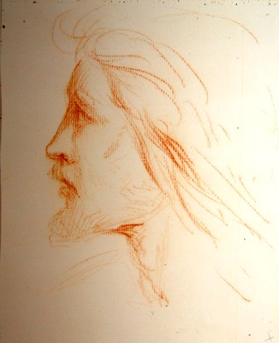 サミュエル・パーマーの肖像習作 1828-29年頃 （紙に赤チョーク） 作： George Richmond