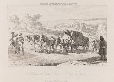 ディエップからルーアンへの道、ディリジェンス、ca。 1821年（エッチング） 作： George Robert Lewis