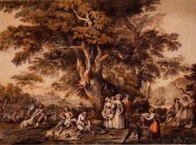 夏。羊の毛刈り、1780年頃（水彩・ボディカラー・紙） 作： George Robertson