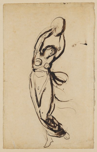 タンバリンを手に踊るニンフ 作： George Romney