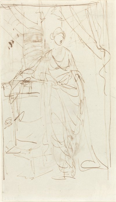 古典的なドレスのエレガントな女性 [直訳] 作： George Romney
